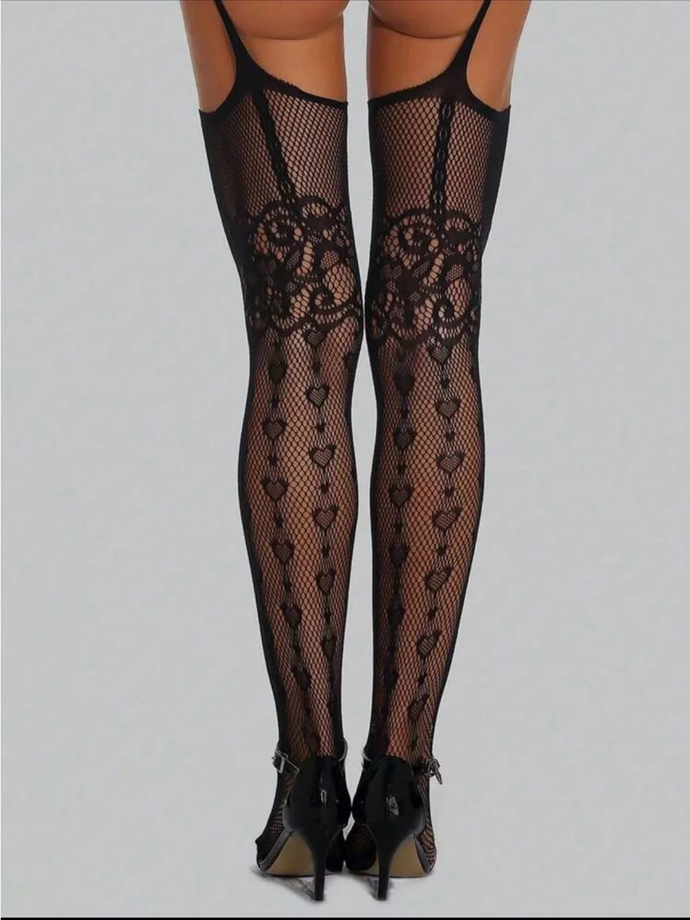 Addicted to You Jacquard Lace Garter Fishnet Stockings NEW 🏷️